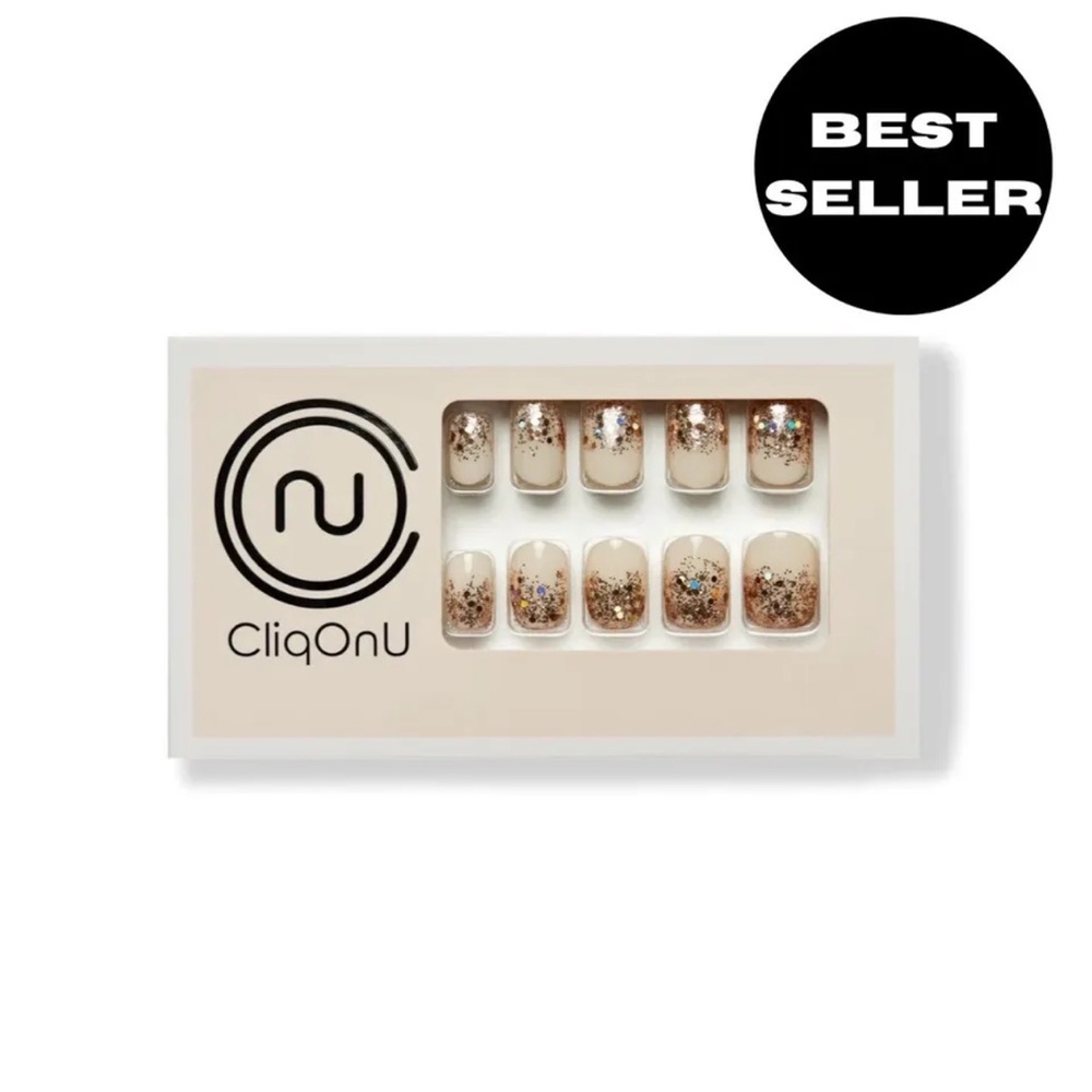 Let’s Celebrate Glitter Short Oval Press-on Nails- file & glue